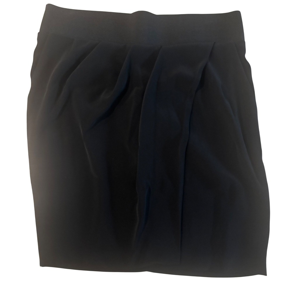 Club‎ Monaco Black Draped Pleated Mini Skirt Size 6 Zip Back Career Casual